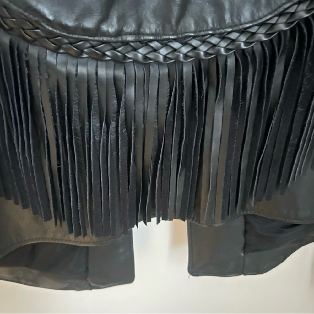 Vintage Black Fringe Leather Cropped Jacket - Women - Picture 11 of 16